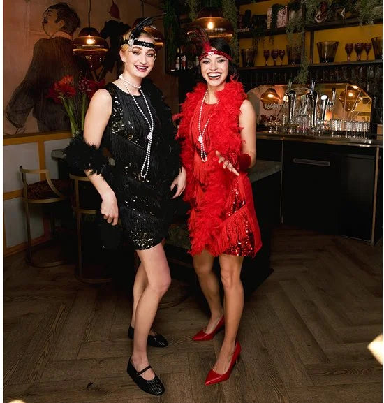 Boland - Hoofdband Flapper rood Rood - Één maat - Volwassenen - Vrouwen - 20's - Roaring Twenties