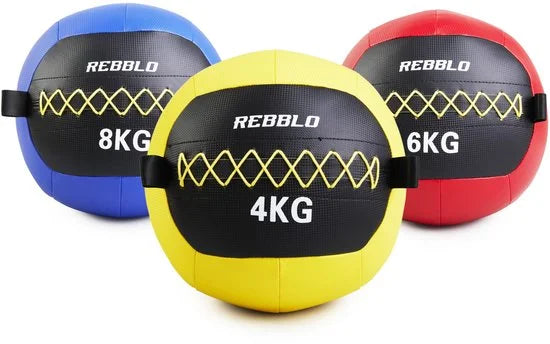 Rebblo Wall Ball - 8 Kg Gewichtsbal - Crossfit Medicijnbal - Fitness Gewicht - Kunstleer - ⌀ 32 cm