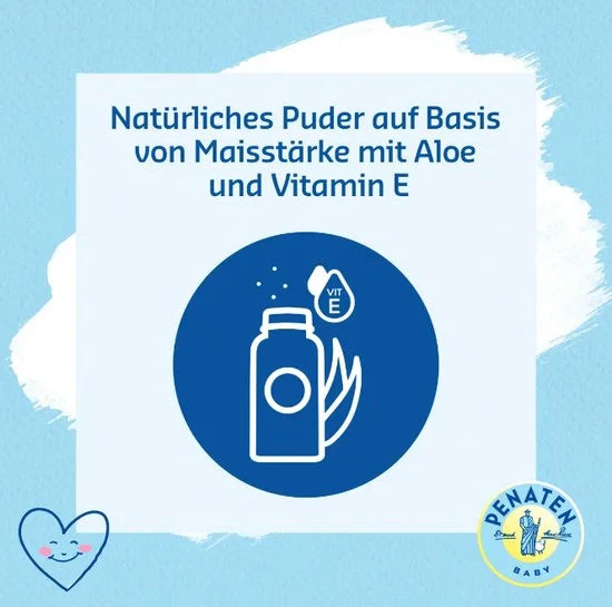 Natuurlijk babypoeder met aloë vera en vitaminen - 1 x 100 g - Beschermt de gevoelige huid - Vochtopnemend en houdt de huid droog - 99