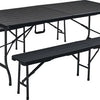 ERRO Vouwtafel - Campingtafel - inklapbare tafel - plooitafel - klaptafel met houtlook - 180x74cm - zwart