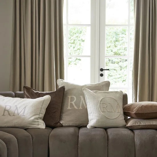 Riviera Maison Kussenhoes, Kussensloop, Sierkussen met logo - RM Logo Pillow Cover 60x60 - grijs - Katoen