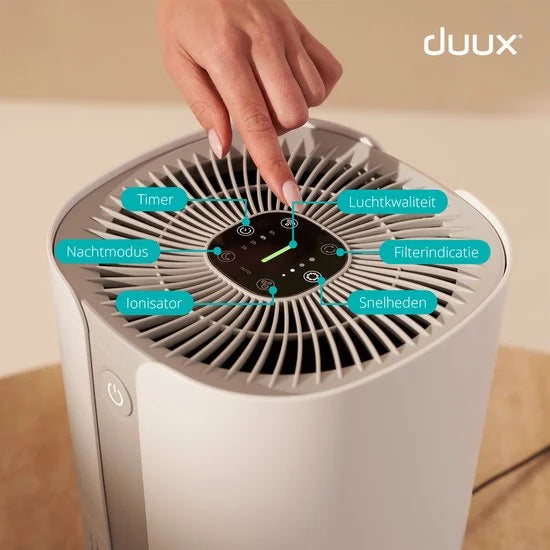 Duux Bright 2 Smart Luchtreiniger - 210 CADR geschikt voor 42m² - Air Purifier met Luchtkwaliteitsindicator en Ionisator - Zwart