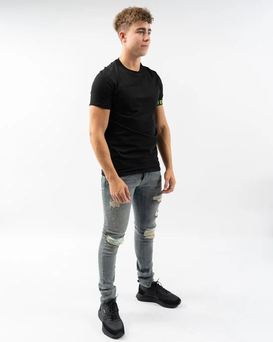 Dsquared2 Tape Logo T-Shirt Heren Zwart/Groen - Maat: XXL