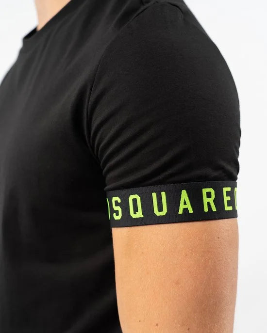 Dsquared2 Tape Logo T-Shirt Heren Zwart/Groen - Maat: XXL