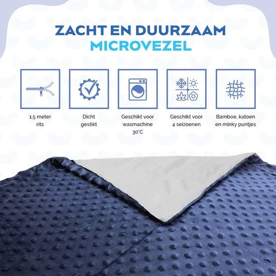Universele 4 Seizoenen HOES Verzwaringsdeken - 150 x 200cm - Bamboe & Minky Dot - Weighted Blanket Cover - Duvet Deken - Dekbedovertrek