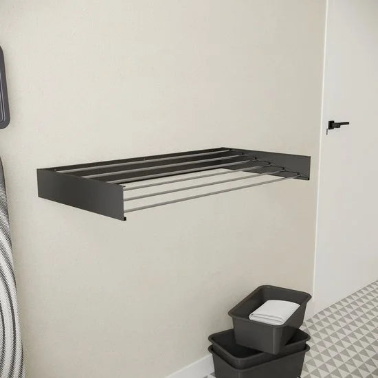 Wasophoogte® Wanddroogrek - Wandmontage Droogrek - Inklapbaar Droogrek - Muurdroogrek - Wasrek hangend - 100cm - 6m Drooglengte - Zwart