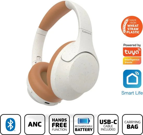 Lenco HPB-830GY - Draadloze over-ear Koptelefoon met Noise Cancelling - Grijs