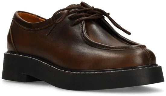 Sacha - Dames - Bruine leren veterschoenen - Maat 38