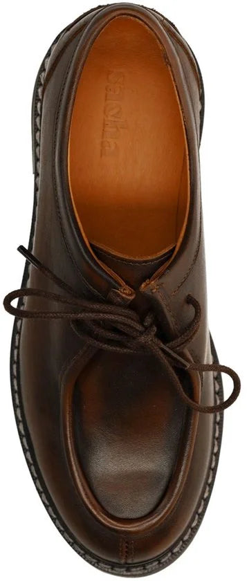 Sacha - Dames - Bruine leren veterschoenen - Maat 38