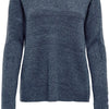 Only Camilla V-hals Trui - Dames Sweater - Vintage Indigo Melange