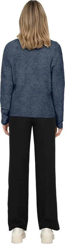 Only Camilla V-hals Trui - Dames Sweater - Vintage Indigo Melange