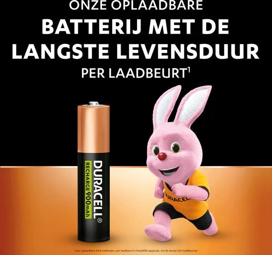 Duracell Oplaadbare AAA batterijen - 900 mAh NiMH - 4 stuks