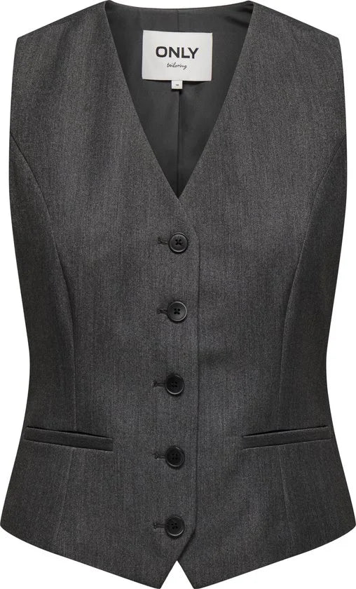 Only Gilet Onliris-hattie Waistcoat Tlr Noos 15331287 Dark Grey Melange Dames Maat - 40