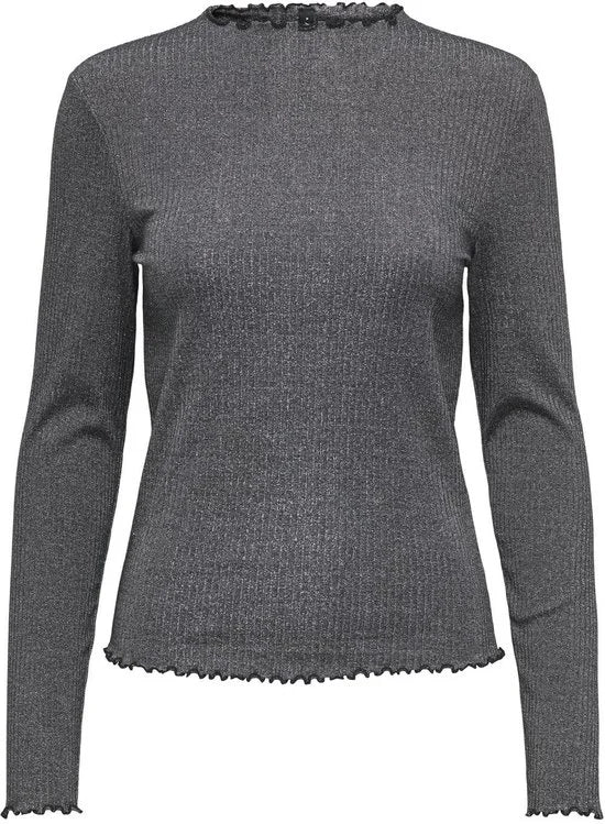 Only T-shirt Onlemma Life Ls Glitter Top Jrs Noo 15331094 Black/ Silver Gli Dames Maat - S