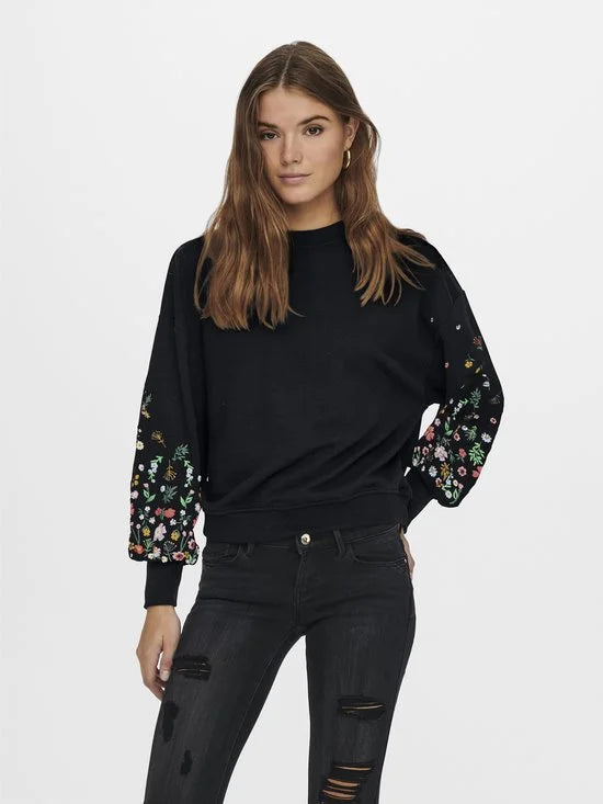 Only Brooke Round Neck Flower Sweater Dames - Maat S