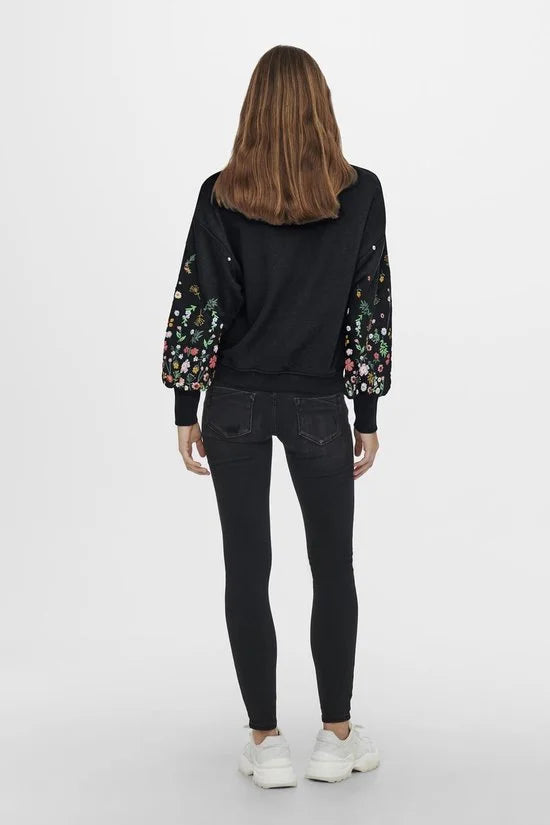 Only Brooke Round Neck Flower Sweater Dames - Maat S