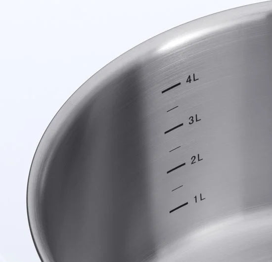 BK Excellent RVS kookpannenset 5 delig - Ø16cm tot Ø24cm - Inductie pannenset - Vaatwasserbestendig - Ovenbestendig tot 230° - met deksels - maatverd