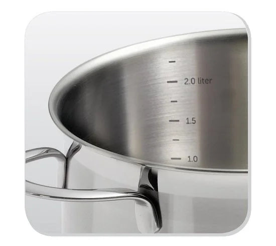 BK Excellent RVS kookpannenset 5 delig - Ø16cm tot Ø24cm - Inductie pannenset - Vaatwasserbestendig - Ovenbestendig tot 230° - met deksels - maatverd
