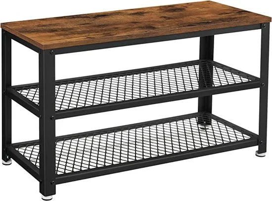 MIRA Home - Schoenenrek - Schoenenbank - Bruin - Spaanplaat/Metaal - 73x30x45cm