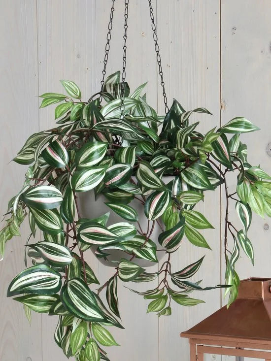 Mica Decorations Kunstplant Tradescantia vader hangplant - 45 cm - groen - Kunstplanten/nepplanten