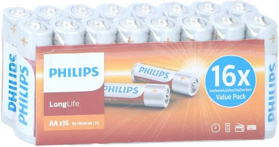 Philips Longlife Batterijen - AA - 16 stuks