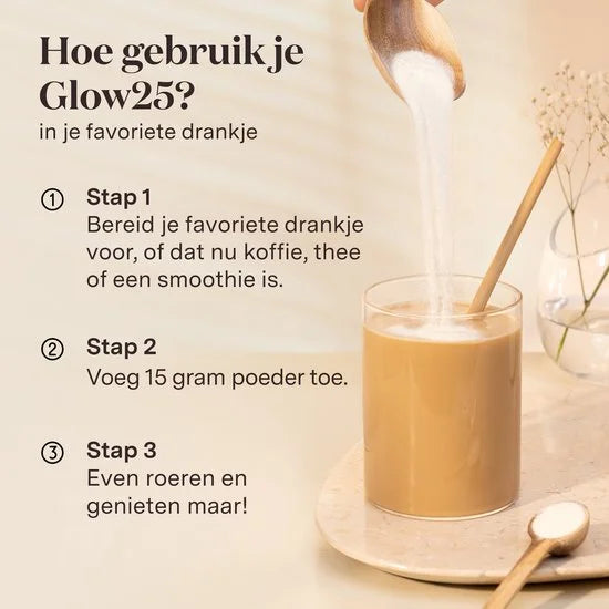Glow25® Collageen Origineel (450 gram) - met vitamine C - collageenpoeder - hoogwaardig Collageenhydrolysaat
