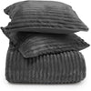 Teddy Ribbed Dekbedovertrek Antraciet – 2-delig – Superzacht Fleece – Warm & Comfortabel – 200 x 200/220 cm | 2-persoons
