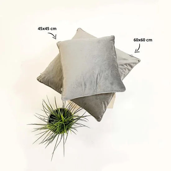 Dutch Decor FINN - Kussenhoes 60x60 cm - velvet - effen kleur - taupe - met rits - zonder binnenkussen