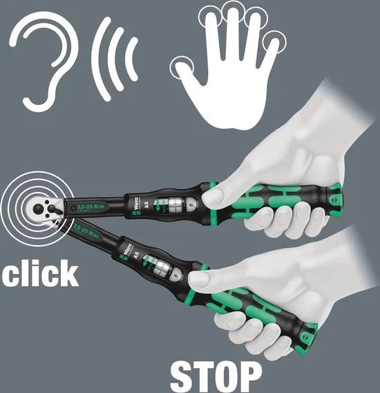 Wera Click-Torque A 5 Draaimomentsleutel met omschakelrratel 1/4 Vierkant 2.5-25 Nm - 05075604001