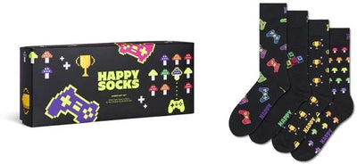 Happy Socks - Volwassen Uniseks 4-Pack Gamer Snacks Sokken Cadeauset / Maat 36-40