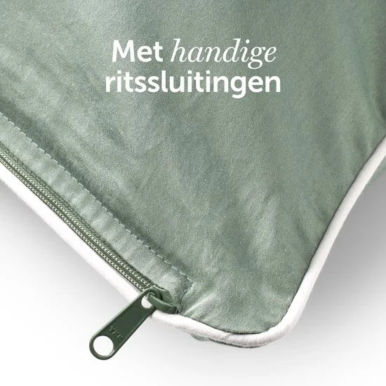 Cloudpillo Beddengoed (incl. 2 kussenslopen 55x75) - Extra zacht, Ademend en Antibacterieel - Vochtbestendig met verborgen rits - Sage Green - 200x22