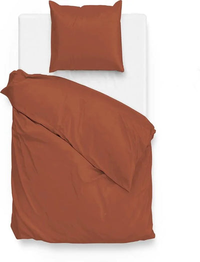 Zohome Dekbedovertrek Satinado - Effen Bedlinnen - 140x220 - Oranje - Dekbedhoes van 100% Katoen-Satijn