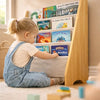 Kinderboekenkast - 76 x 62 x 28 cm - Bruin - Hout met Linnen - Kinderboekenrek - Boekenrek Kinderkamer