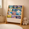 Kinderboekenkast - 76 x 62 x 28 cm - Bruin - Hout met Linnen - Kinderboekenrek - Boekenrek Kinderkamer