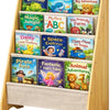Kinderboekenkast - 76 x 62 x 28 cm - Bruin - Hout met Linnen - Kinderboekenrek - Boekenrek Kinderkamer