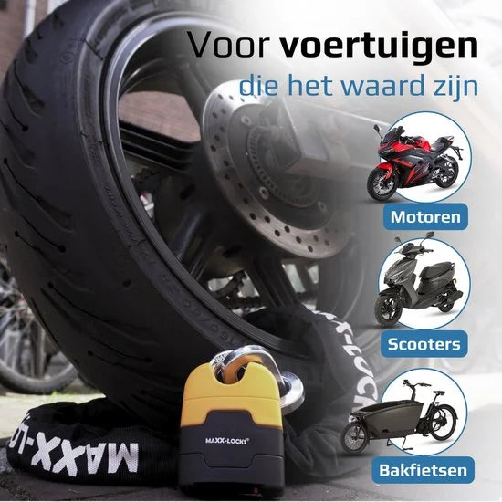 Maxx-Locks Ohura ART 4 Motorslot / Scooterslot - Kettingslot met 12 mm Dikke Schakels - Art Gekeurd Slot voor Motor en Scooter & Brommer - 120 cm