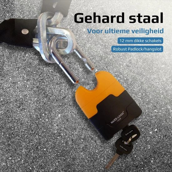 Maxx-Locks Ohura ART 4 Motorslot / Scooterslot - Kettingslot met 12 mm Dikke Schakels - Art Gekeurd Slot voor Motor en Scooter & Brommer - 120 cm
