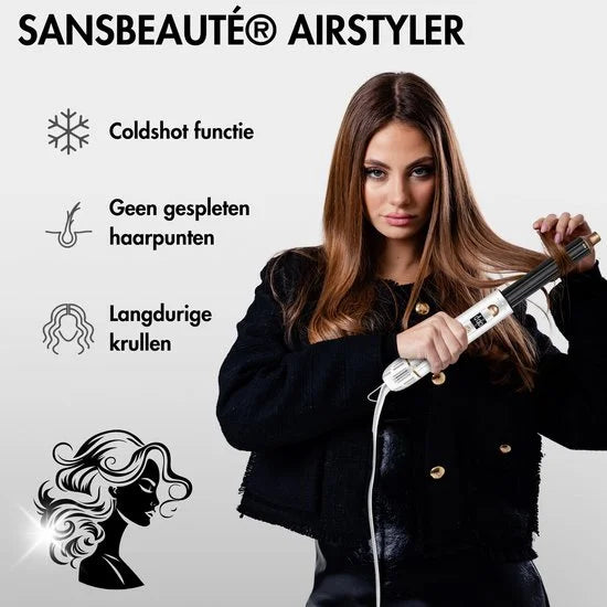 Sansbeauté® 8-in-1 Airstyler met Diffuser - Multistyler - Föhnborstel Kort Haar - Haarkruller - Haarstyler - Haardroger - Warmteborstel - Krulborstel