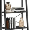 MAZAZU - Boekenkast - 5-laags ladderkast - Kast - Industrieel - houten planken & metalen frame - Zwart - 34x56x172cm