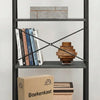 MAZAZU - Boekenkast - 5-laags ladderkast - Kast - Industrieel - houten planken & metalen frame - Zwart - 34x56x172cm
