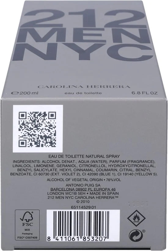 Carolina Herrera - 212 Men - Eau De Toilette - 200 ml