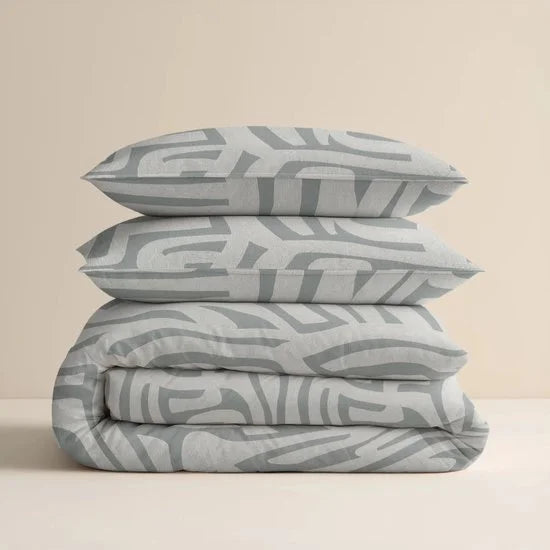 Sleeps Danis Flanel Dekbedovertrek Groen/Grijs - 200x200/220 cm - Warm en Zacht