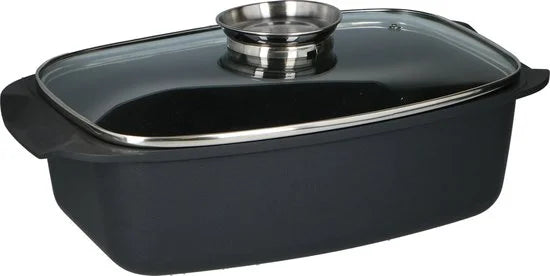 alpina Braadslede - Ovenschaal Rechthoekig - 39,5x22,5x10,8cm - 5.5L - RVS - Zwart