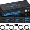 NÖRDIC KVM-152 KVM Switch - 2x2 DisplayPort1.4 - 8K60Hz 4K120Hz - 4xUSB-A 3.1 - 5Gbps