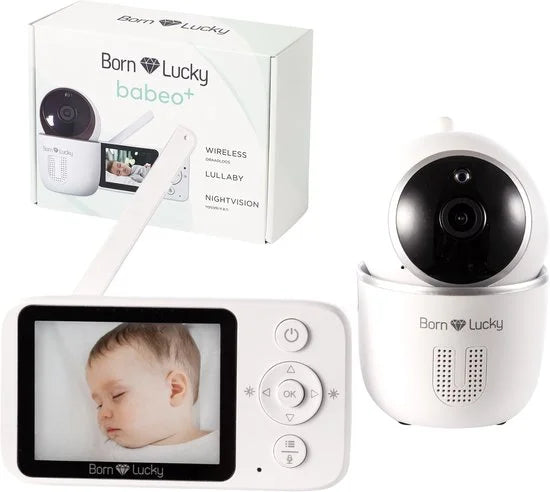Born Lucky® Babeo+ Babyfoon met Camera - Op afstand bestuurbaar - Video & Audio – Premium Baby monitor - Wit