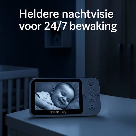 Born Lucky® Babeo+ Babyfoon met Camera - Op afstand bestuurbaar - Video & Audio – Premium Baby monitor - Wit