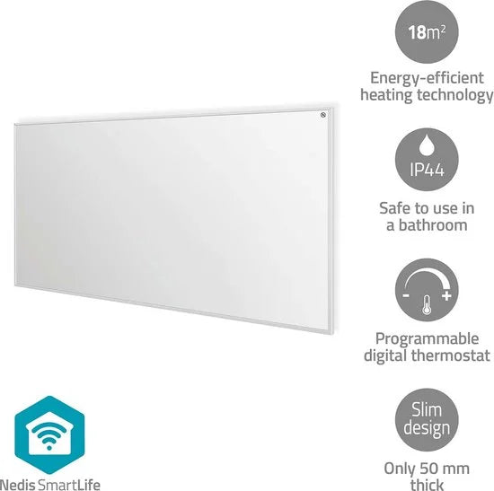 Nedis SmartLife Infrarood Verwarming 700 W – Slimme Kachel - Thermostaat – Geschikt voor Badkamer - Afstandsbediening & App