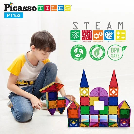 Tactic Picasso Tiles - Constructiespeelgoed - Magnetic Tiles - Magnetische Tegels - Blocks and Mirrors Set - STEM Speelgoed - Creatief Bouwspeelgoed