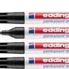 edding 3000 permanent marker - zwart - 4 stiften - ronde punt 1,5-3 mm - water en wrijfvast - voor karton, kunststof, hout, metaal, etc. - alcohol ma