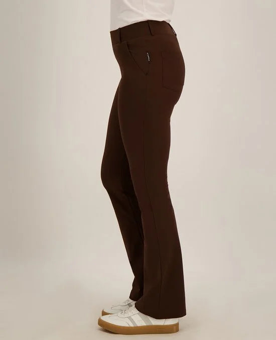 Je m'appelle Travelstof At Work Broek Flared fit Met stretch - Bruin - Maat M